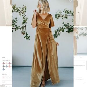 Gold Baltic Born Meghan Velvet Wrap Maxi Dress